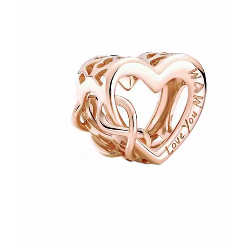 Charm pour bracelet coeur je t'aime maman or rose