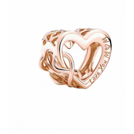 Charm pour bracelet coeur je t'aime maman or rose