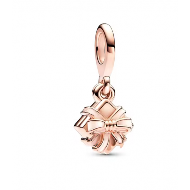Charm pour bracelet boite cadeau avec noeud or rose