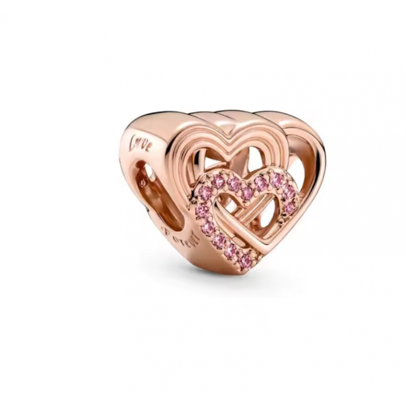 Charm pour bracelet coeur or rose amour infini