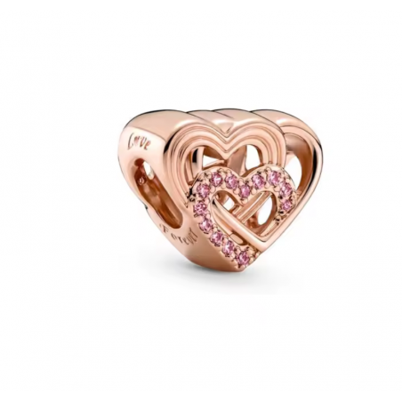 Charm pour bracelet coeur or rose amour infini