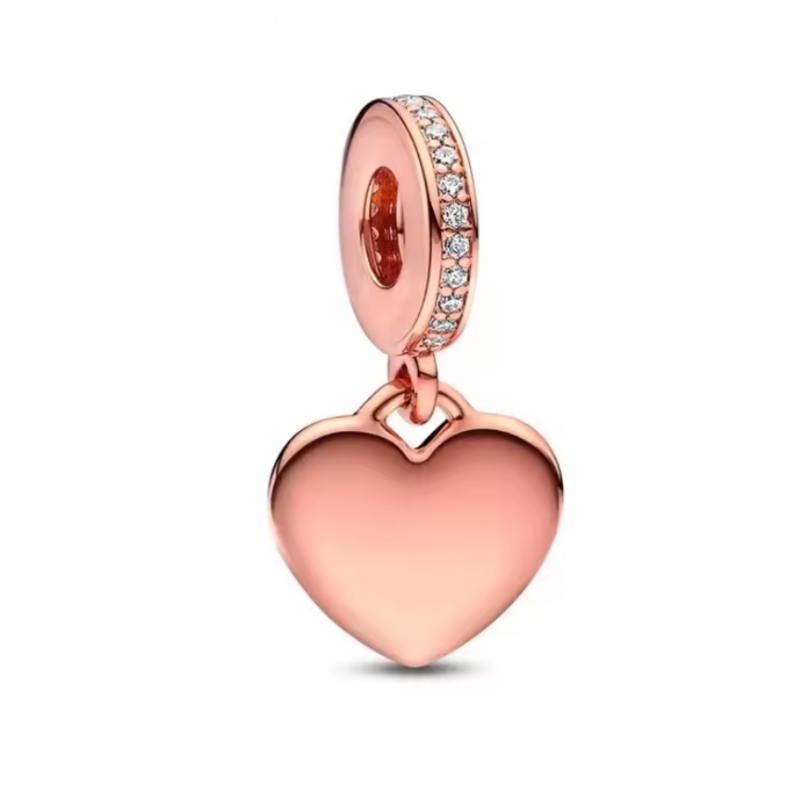 Charm pour bracelet coeur simple suspendu or rose