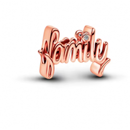 Charm pour bracelet mot famille or rose