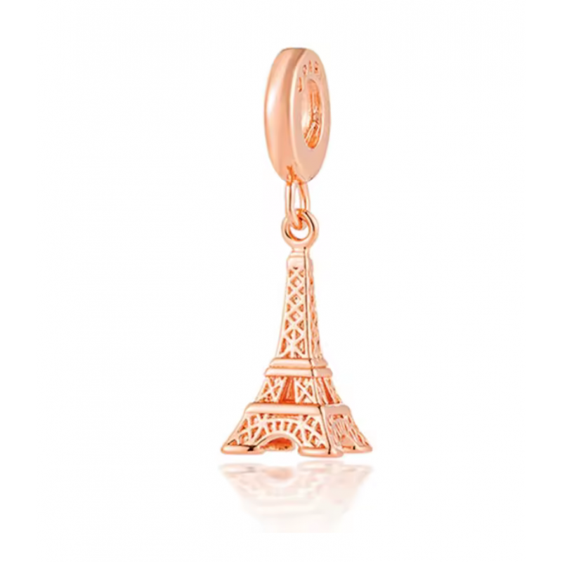 Charm pour bracelet Tour Eiffel Paris or rose