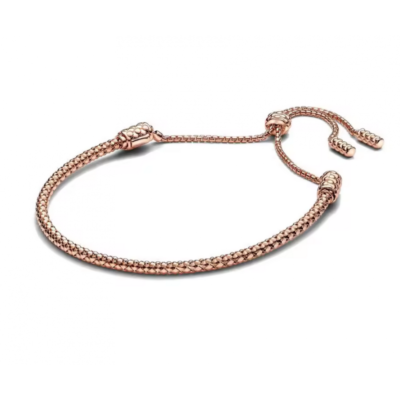 bracelet pour charm or rose ajustable effet corde