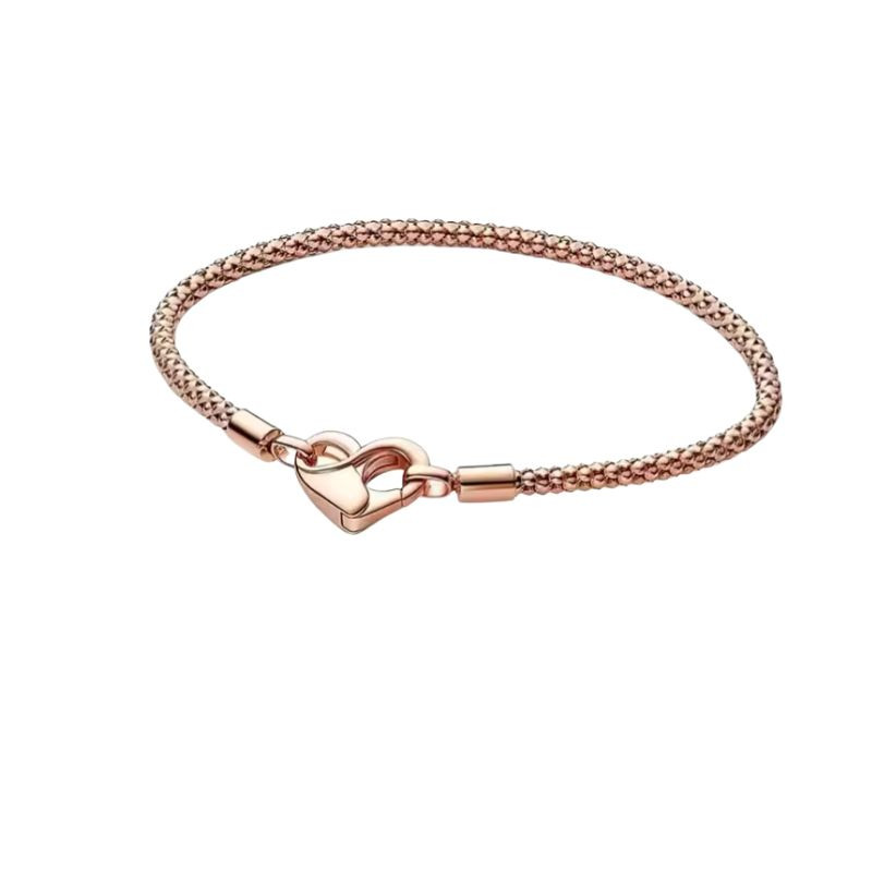 bracelet pour charm or rose accroche coeur