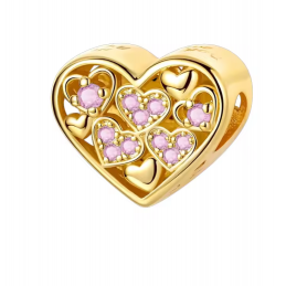 Charm bijou pour bracelet coeur or petit coeur strass rose