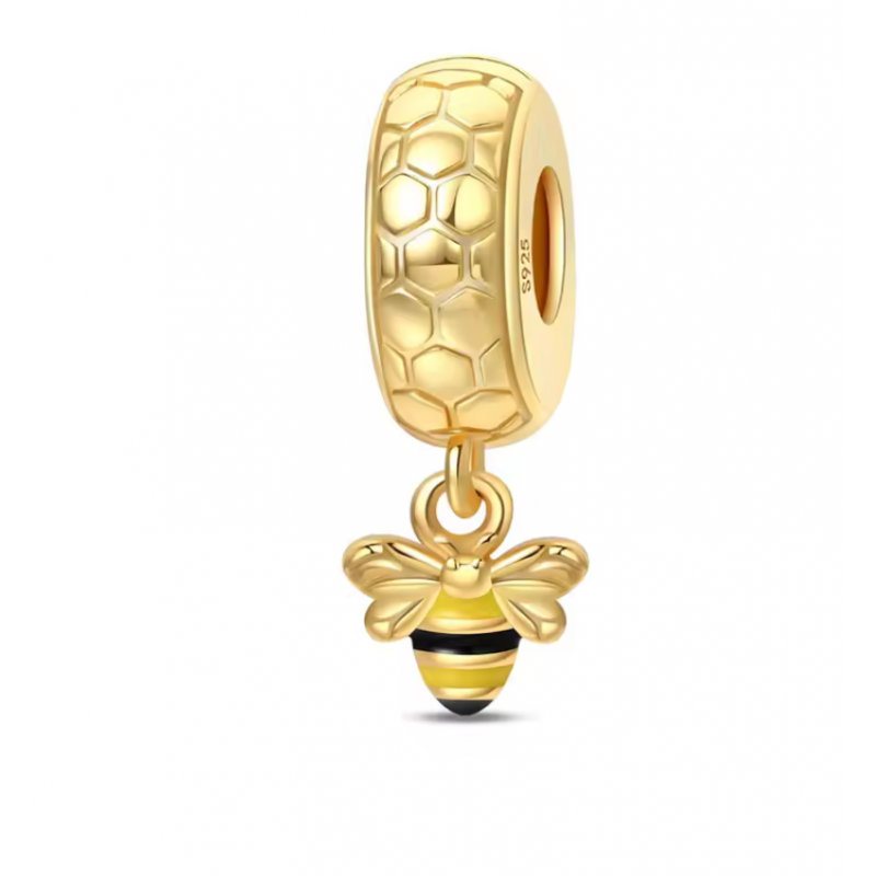 Charm pour bracelet séparateur espaceur abeille ruche or