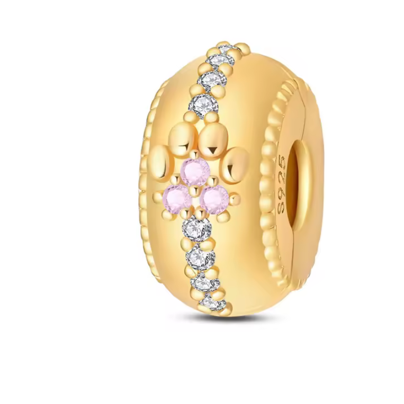 Charm pour bracelet séparateur clip strass patte de chien