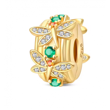 Charm pour bracelet séparateur clip libellule or