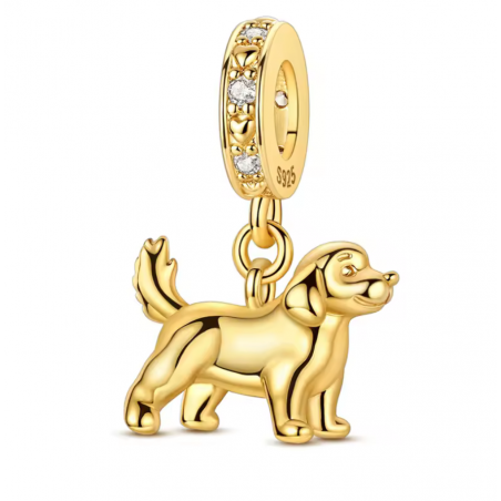 Charm bijou pour bracelet chien suspendu or