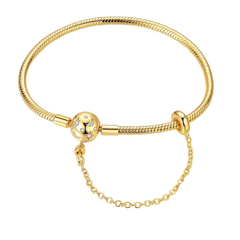 bracelet pour charm or chaine de sécurité étoile lune