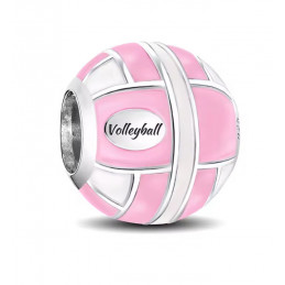 Charm bijou pour bracelet ballon de volley rose