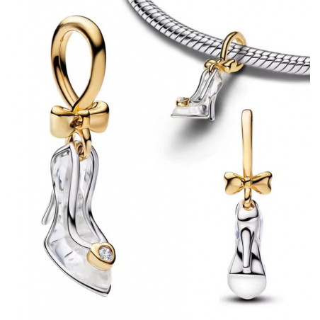 Charm pour bracelet pantoufle de verre or cendrillon