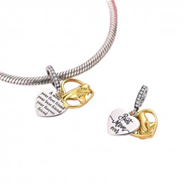 Charm pour bracelet coeur or main enfant maman