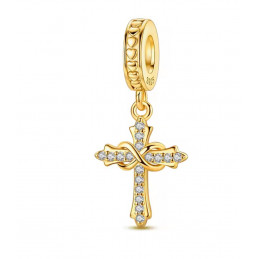 Charm pour bracelet croix religion infini or