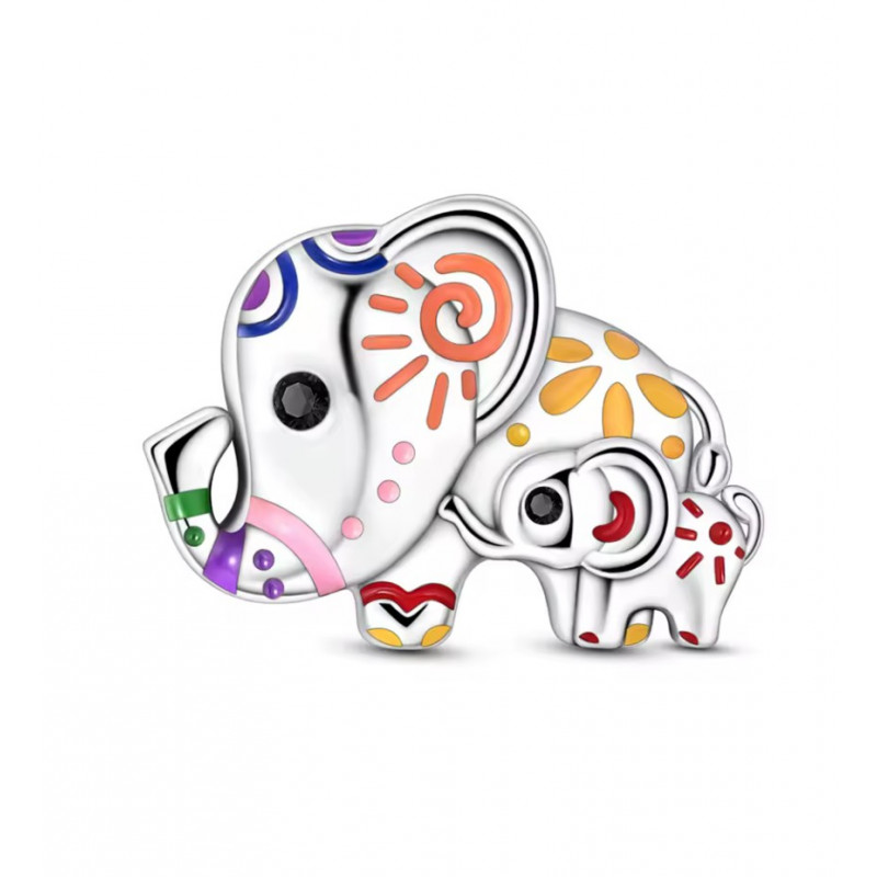 Charm éléphant maman bébé coloré pour bracelet