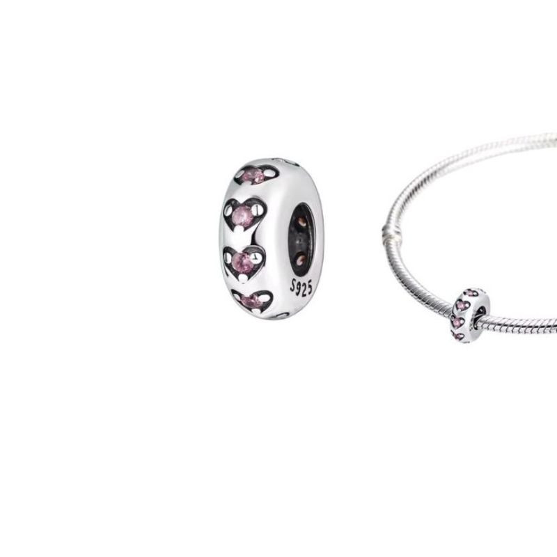 Charm pour bracelet séparateur petit coeur rose