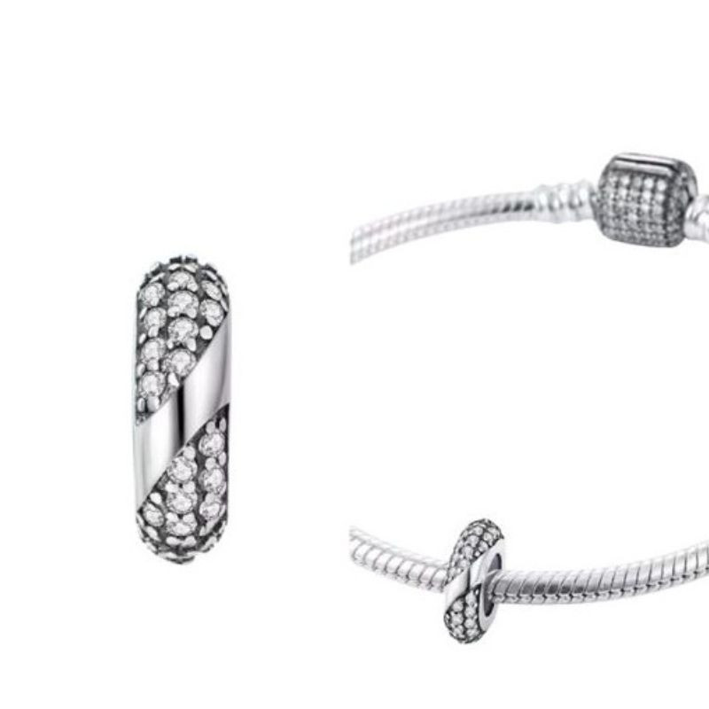 Charm pour bracelet séparateur strass spirale discret