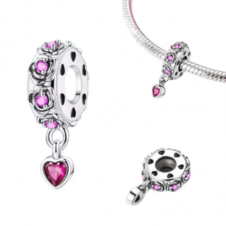 Charm pour bracelet séparateur fleur pierre violette