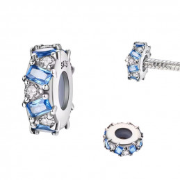Charm pour bracelet séparateur argent pierre bleu