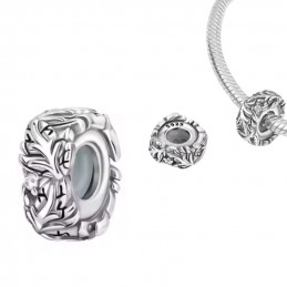 Charm pour bracelet séparateur bloqueur feuille argent