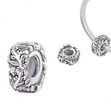 Charm pour bracelet séparateur bloqueur feuille argent