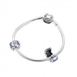 Charm pour bracelet clip étoile lune pierre jaune bleu