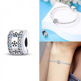 Charm pour bracelet clip flocon de neige hiver