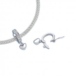 Charm pour bracelet strass clip avec fermoir coeur