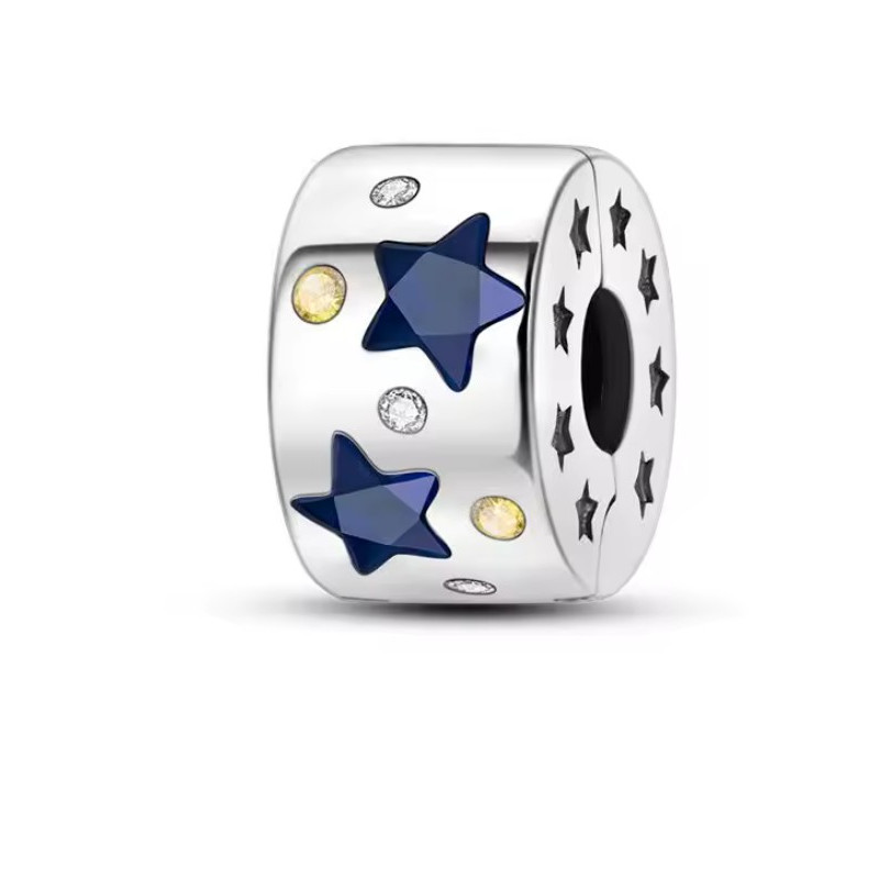 Charm clip bloqueur ciel étoile bleu strass