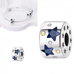 Charm clip bloqueur ciel étoile bleu strass