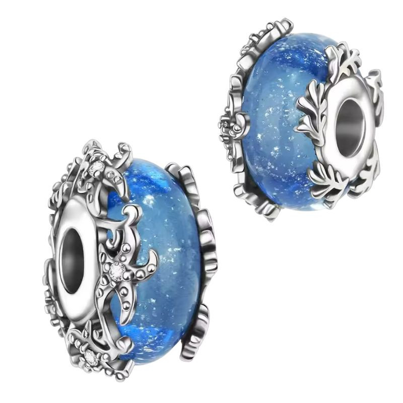 charm pour bracelet murano étoile de mer bleu
