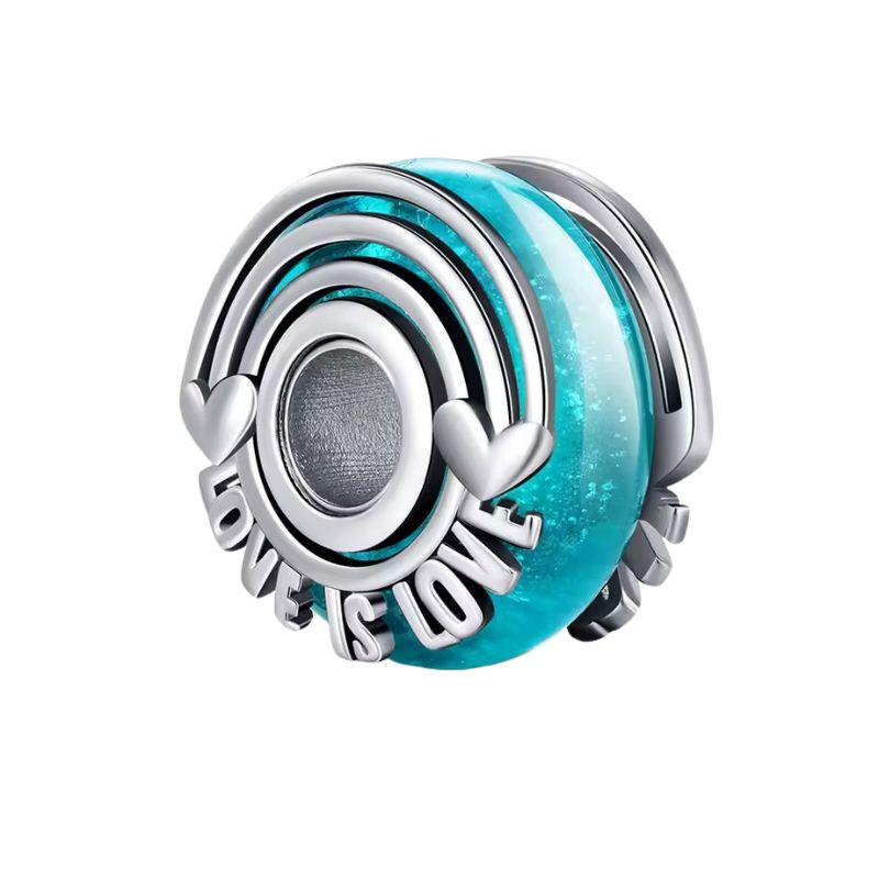 charm pour bracelet murano bleu l'amour love is love