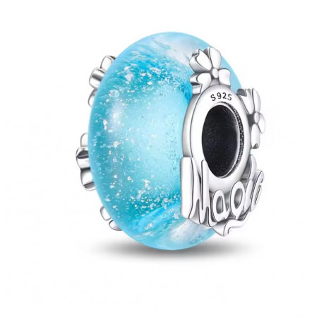charm pour bracelet murano magie bleu fleur