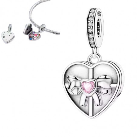 Charm pour bracelet coeur boite de chocolat cadeau