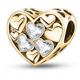 Charm bijou pour bracelet coeur or petit coeur strass