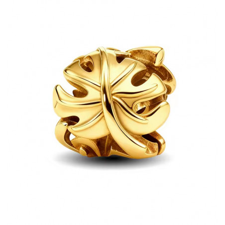 Charm bijou pour bracelet feuille montera enroulée or