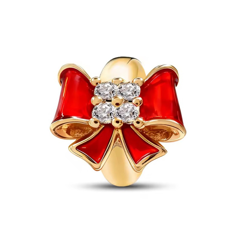 Charm pour bracelet séparateur espaceur noeud rouge or