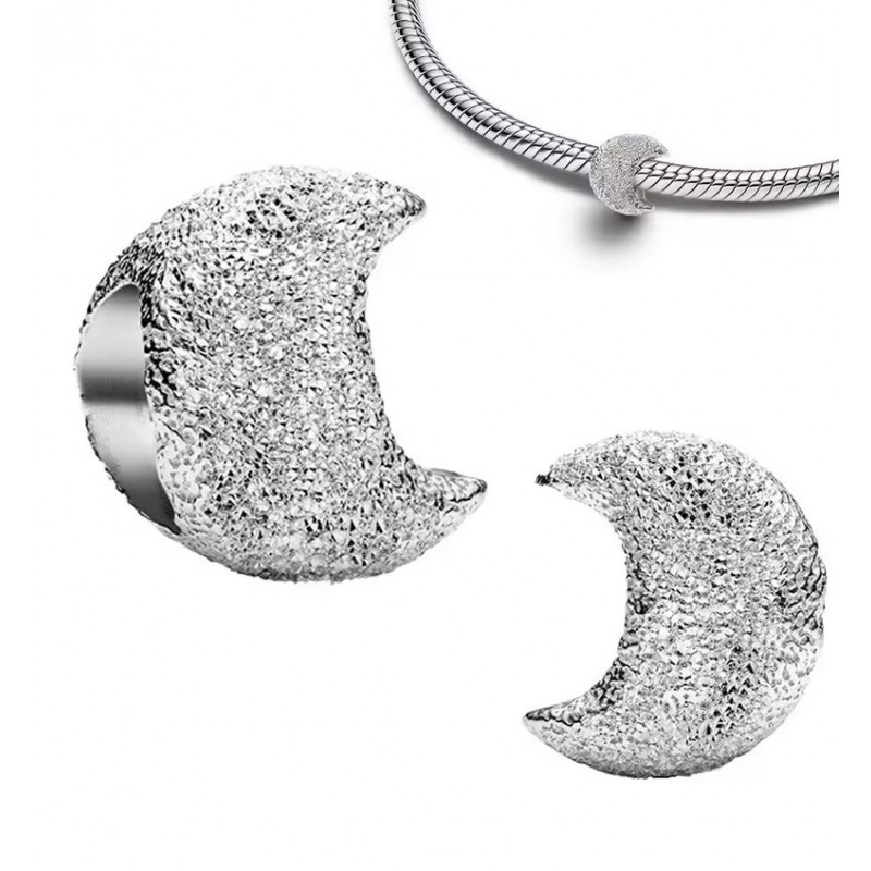 Charm pour bracelet petite lune argent frappé