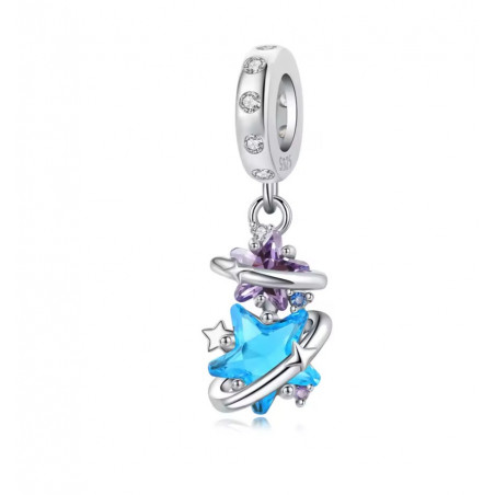 Charm pour bracelet étoile filante suspendue bleu violette