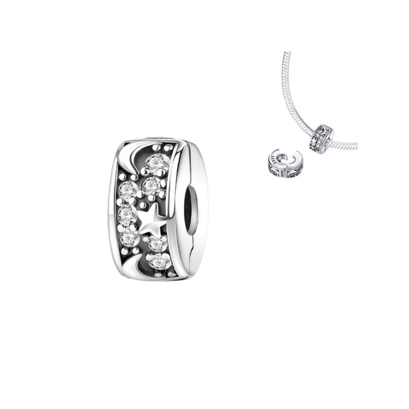 Charm pour bracelet clip bloqueur étoile lune