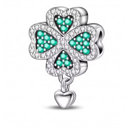 Charm pour bracelet trèfle petit coeur porte bonheur