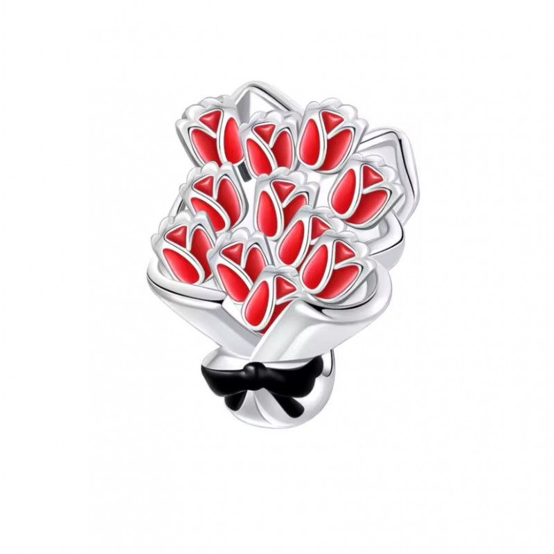 Charm pour bracelet bouquet de fleur tulipe rouge