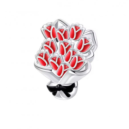 Charm pour bracelet bouquet de fleur tulipe rouge
