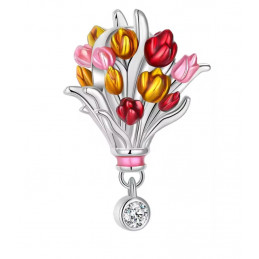Charm pour bracelet bouquet de tulipe jaune rouge rose