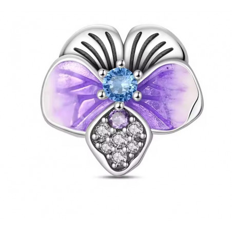 Charm pour bracelet fleur orchidée violette