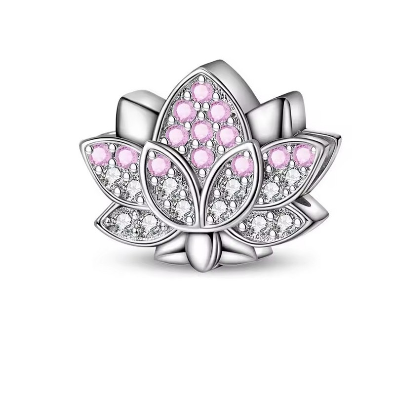 Charm pour bracelet fleur de lotus rose