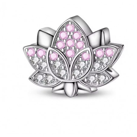 Charm pour bracelet fleur de lotus rose