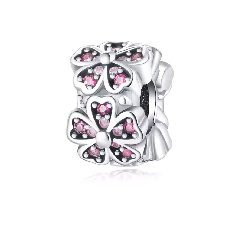 Charm pour bracelet séparateur fleur rose